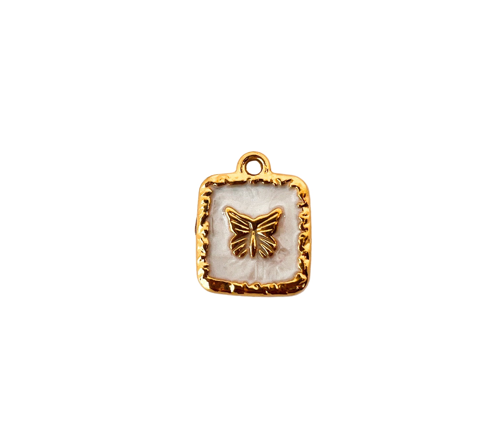 White Enamel Butterfly Charm
