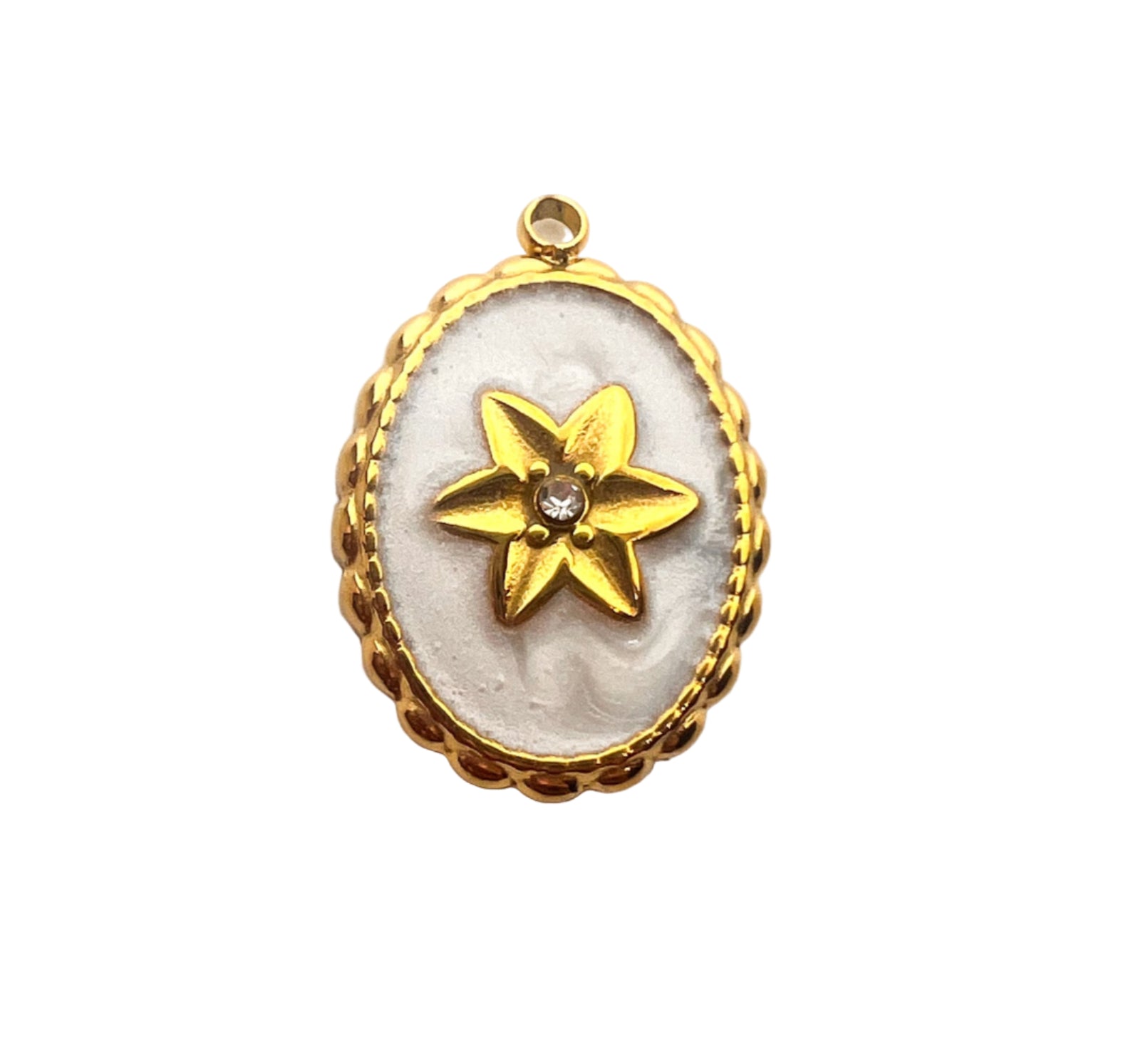 Gold Floral Oval Charm