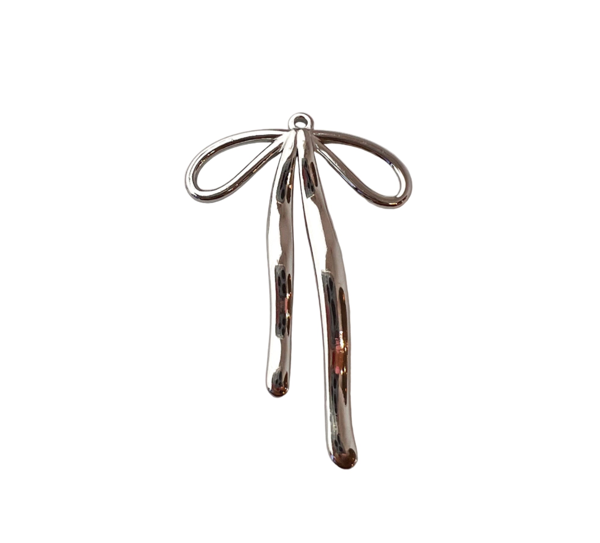 Large Silver Bow Charm