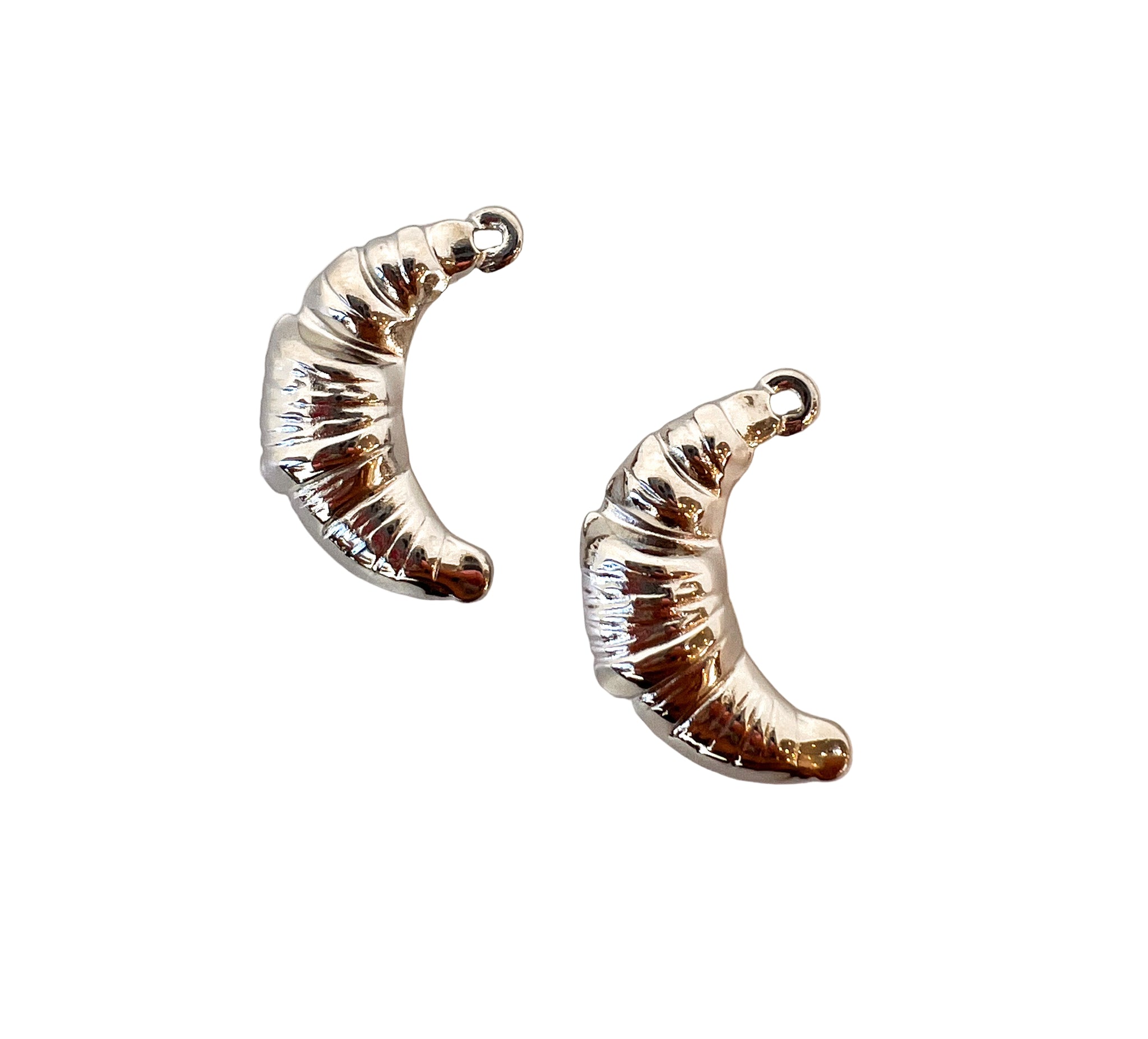 Large Silver Croissant Charm