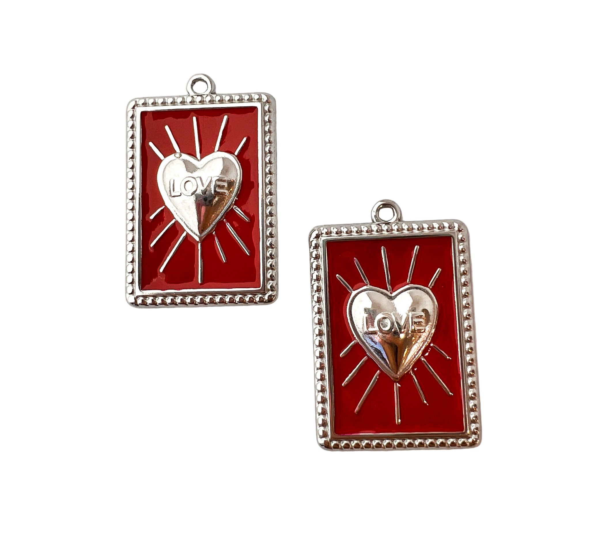 Large Silver Radiant Love Charm - Red