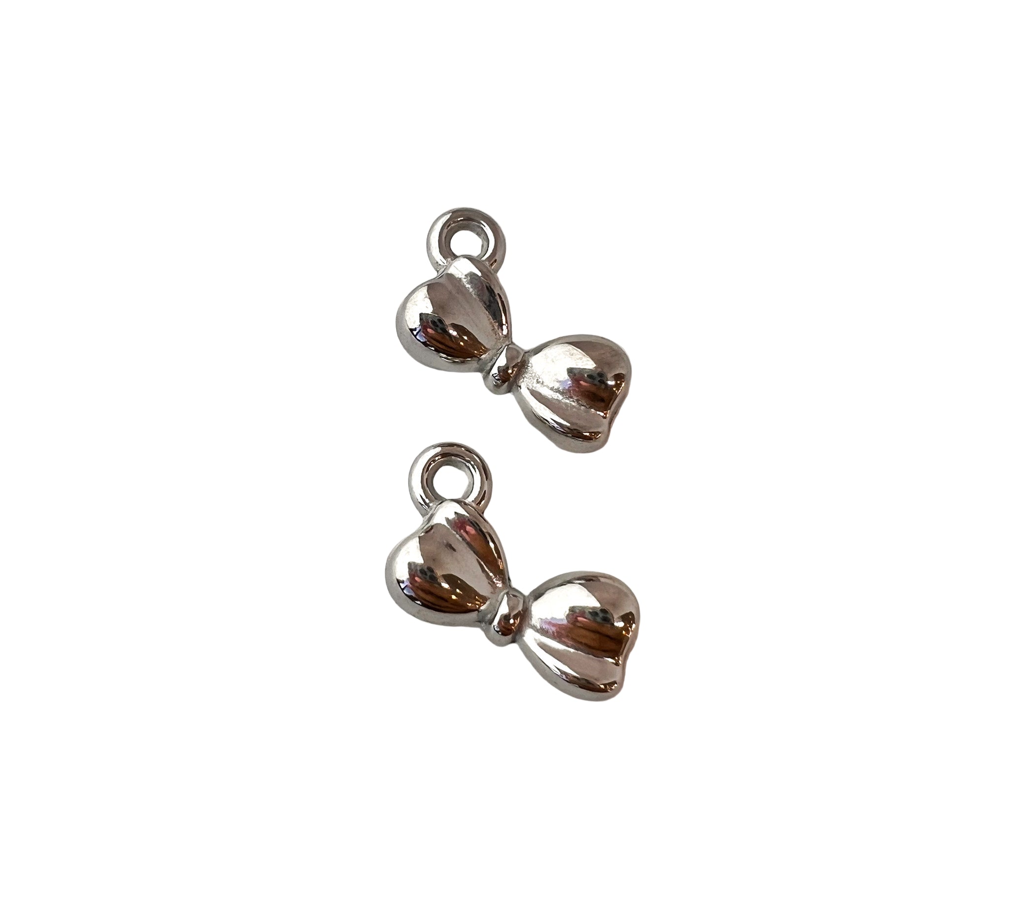 Silver Puff Bow Charm