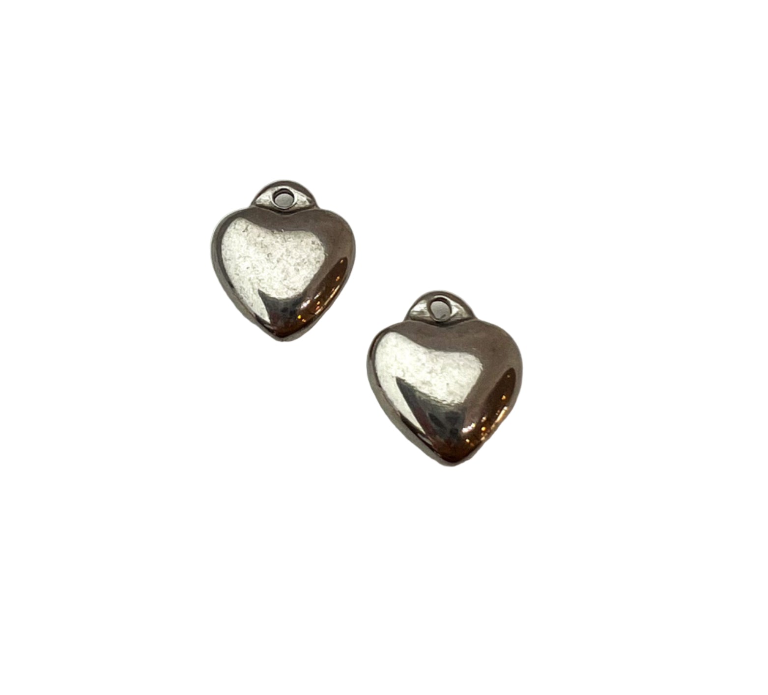 Silver Puffed Heart Charm
